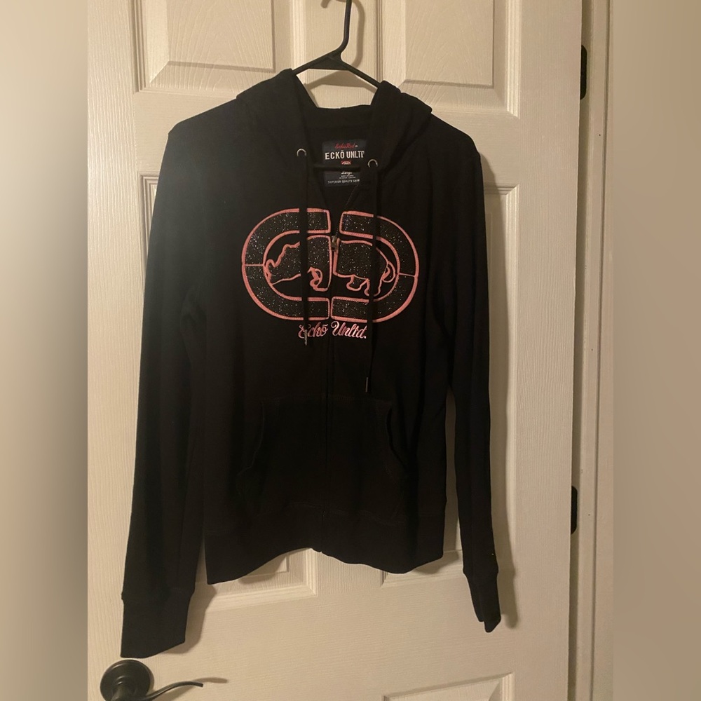 Ecko unlimited glitter logo zip up hoodie